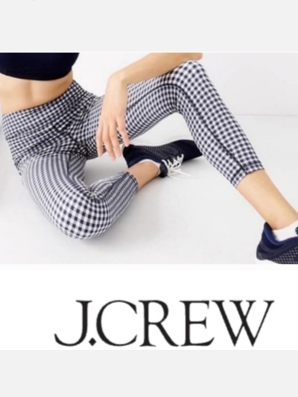 J.Crew Navy & White Gingham Puckered Crop Seersucker Leggings XXXS-XS